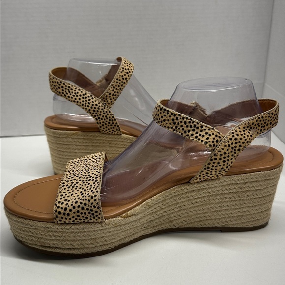 J Crew Platform Espadrilles Sandals Open Toe Leopard Calf Hair Animal Print 12 - Picture 8 of 11